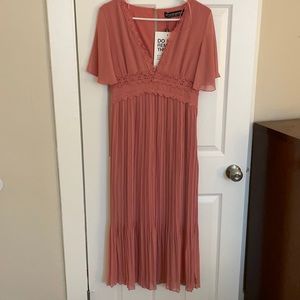 Dusty Rose Pleated Midi Dress—ModCloth